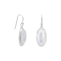 Thumbnail for Oblong Rainbow Moonstone Earrings with CZ Edge