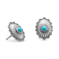 Thumbnail for Oxidized Turquoise Concho Stud Earrings
