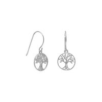 Thumbnail for Rhodium Plated CZ Tree of Life Earrings