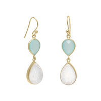Thumbnail for 14K Gold Plated Earrings with Green Chalcedony and Druzy