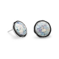 Thumbnail for Round Oxidized Edge Roman Glass Earrings