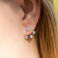 Thumbnail for Rhodium Plated CZ Front Back Earrings