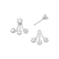 Thumbnail for Rhodium Plated CZ Front Back Earrings