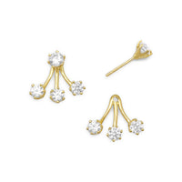 Thumbnail for 14 Karat Gold Plated CZ Front Back Earrings