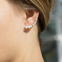 Thumbnail for Rhodium Plated Graduated Cultured Freshwater Pearl Ear Climbers