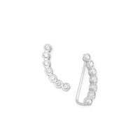 Thumbnail for Rhodium Plated Bezel CZ Ear Climbers