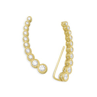 Thumbnail for Textured 14 Karat Gold Plated Bezel CZ Ear Climbers