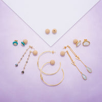 Thumbnail for 14 Karat Gold Plated Lariat Style Earrings with Chalcedony Drop