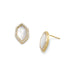 14 Karat Gold Plated Mother of Pearl and CZ Halo Earrings