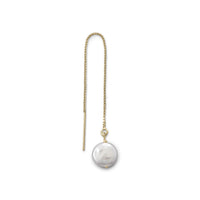 Thumbnail for Single Cultured Freshwater Coin Pearl Threader Earring