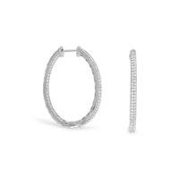 Thumbnail for Rhodium Plated CZ In/Out Hoop Earrings