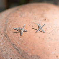 Thumbnail for Rhodium Plated 'X' Stud Earrings