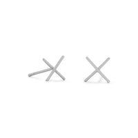Thumbnail for Rhodium Plated 'X' Stud Earrings