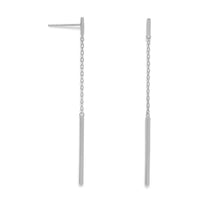 Thumbnail for Rhodium Plated Chain and Bar Drop Earrings