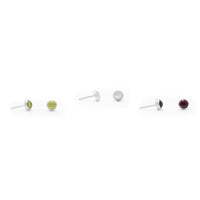 Thumbnail for Set of 3 Peridot, Mother of Pearl, and Garnet Button Studs