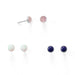 Set of 3 Synthetic White Opal, Lapis, and Rose Quartz Button Studs