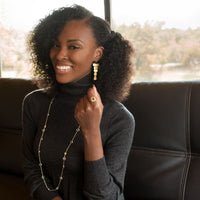 Thumbnail for 14 Karat Gold Plated Textured Cascading Plate Earrings