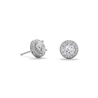 Thumbnail for Rhodium Plated Elegant 6.5mm CZ Studs