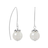 Thumbnail for Sterling Silver Glass Pearl Wire Earrings