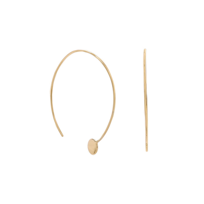 14 Karat Gold Plated Threader Dot End Earring