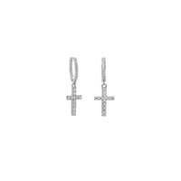 Thumbnail for Rhodium Plated Hoop Earrings with CZ Cross