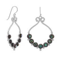Thumbnail for Polished Paua Shell Outline and Bead Design French Wire Earrings