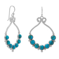 Thumbnail for Polished Reconstituted Turquoise Outline and Bead Design French Wire Earrings