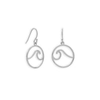 Thumbnail for Rhodium Plated Outline Wave French Wire Earrings
