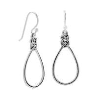 Thumbnail for Oxidized Celtic Knot Pear Outline French Wire Earrings