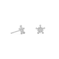 Thumbnail for Rhodium Plated Tiny Snowflake CZ Stud Earrings