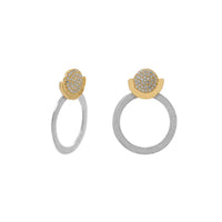Thumbnail for Two Tone CZ and Circle Drop Post Earrings
