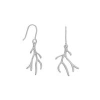 Thumbnail for Rhodium Plated Polished Antler Design French Wire Earrings