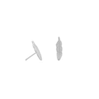 Thumbnail for Rhodium Plated Feather Stud Earrings