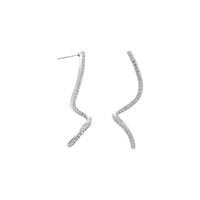 Thumbnail for Rhodium Plated Spiral CZ Post Earrings