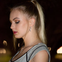 Thumbnail for Rhodium Plated Spiral CZ Post Earrings