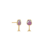 Thumbnail for 14 Karat Gold Plated CZ Red Wine Glass Stud Earrings