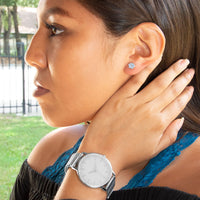 Thumbnail for Polished Crystal Paw Print Stud Earrings
