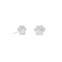 Thumbnail for Polished Crystal Paw Print Stud Earrings