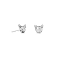 Thumbnail for Tiny Polished Crystal Cat Face Stud Earrings
