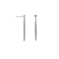 Thumbnail for Rhodium Plated Vertical Bar Post Earrings with Diamonds