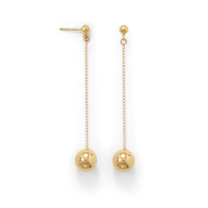 14 Karat Gold Plate Bead Drop Earrings