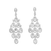 Thumbnail for Rhodium Plated CZ Oval Chandelier Earrings