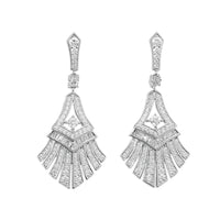 Thumbnail for Rhodium Plated CZ Fan-Shaped Skirt Earrings
