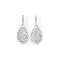Thumbnail for Rhodium Plated CZ Leaf Earrings