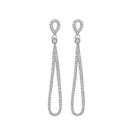 Thumbnail for Rhodium Plated CZ Pear Drop Earrings