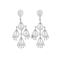 Thumbnail for Rhodium Plated CZ Pear Chandelier Earrings