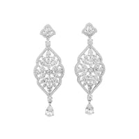 Thumbnail for Rhodium Plated Marquise CZ Dangle Earring