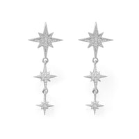 Thumbnail for Rhodium Plated CZ Star Drop Earrings
