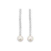 Thumbnail for Rhodium Plated CZ and Simulated Pearl Drop Earrings