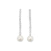 Rhodium Plated CZ and Simulated Pearl Drop Earrings